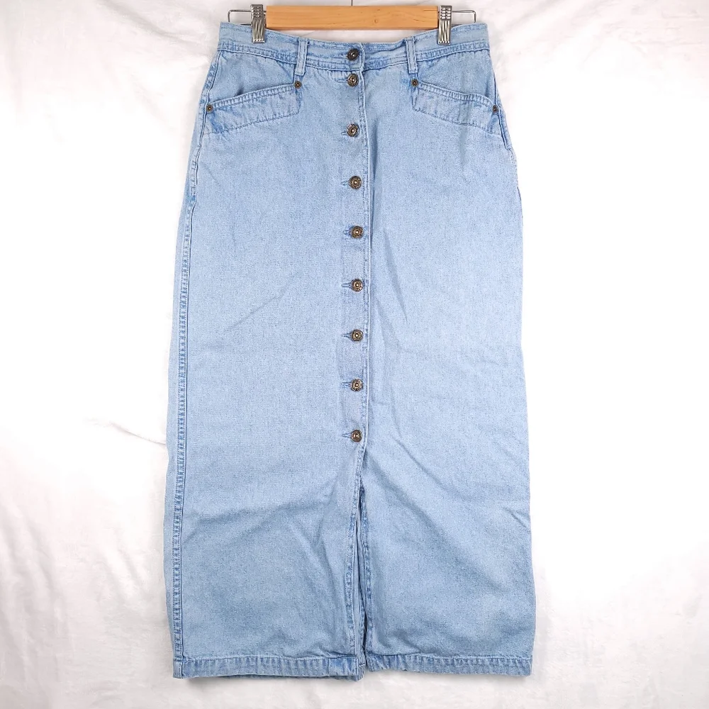 Christopher & Banks 100% Cotton Jean Skirt Button Front 10